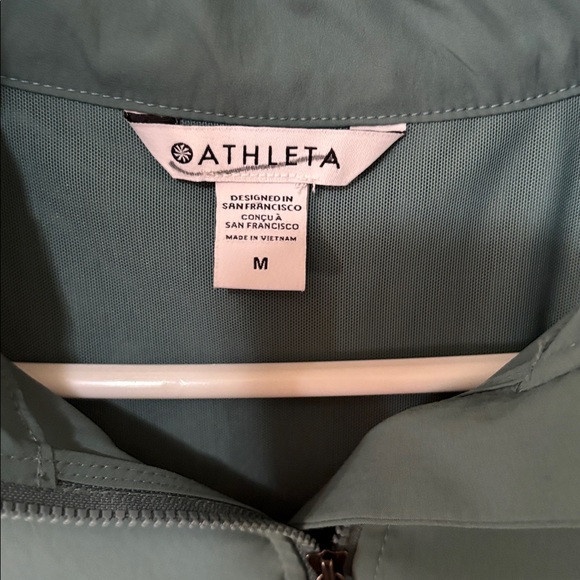 Athleta Advantage Poplin Jacket Deep Ocean Teal Ruffle Collar Swing Size medium - Picture 3 of 10